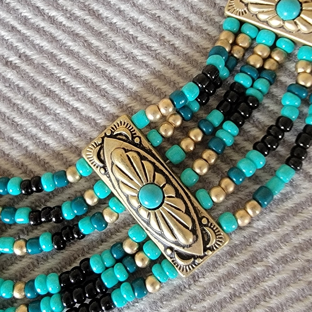 Tourqise and gold necklace - Picture 4 of 7